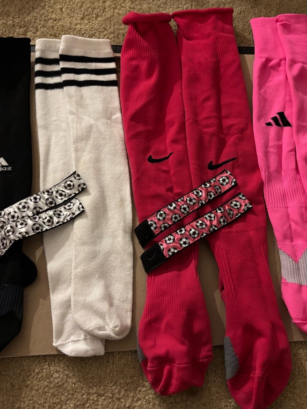 Girls soccer socks and sleeve tie backs